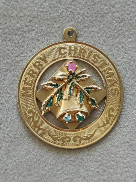 Vintage 14K Yellow Gold Merry Christmas Bells Charm/Pendant 4.8 Grams