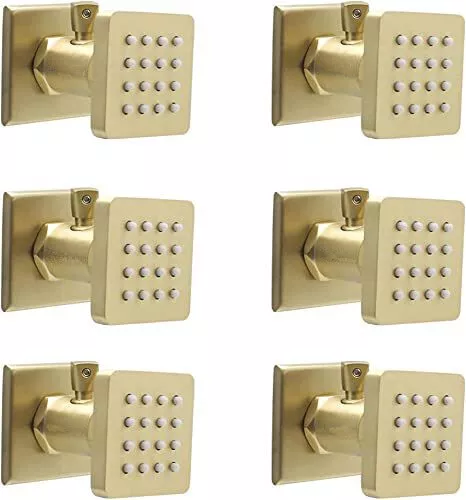 6pcs Wall Mounted Brass Shower Body Sprayer with On Off Switch Spa Massage