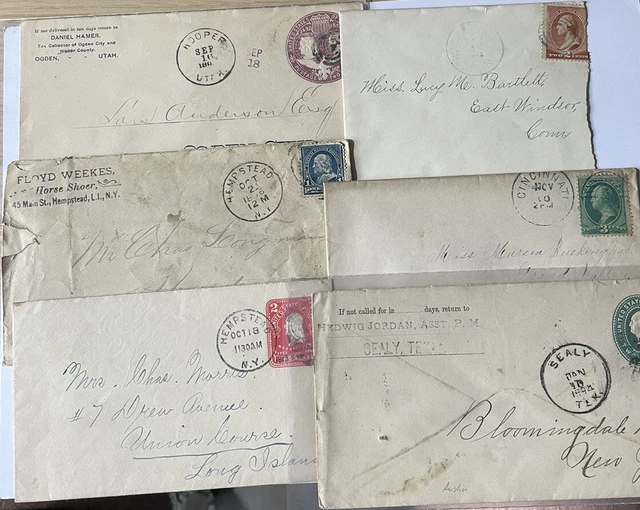 19th Century US Covers (6) Great  Postmarks & Cancels. Very Fine.