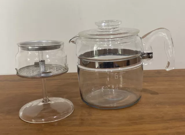 Vintage PYREX 7756 Flameware Glass Coffee Percolator Pot 6 Cup Maker