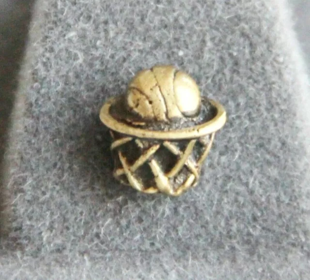 Anson Basketball Hoop Ball Tie Tack w/ Chain Clutch Original Velveteen Case NOS