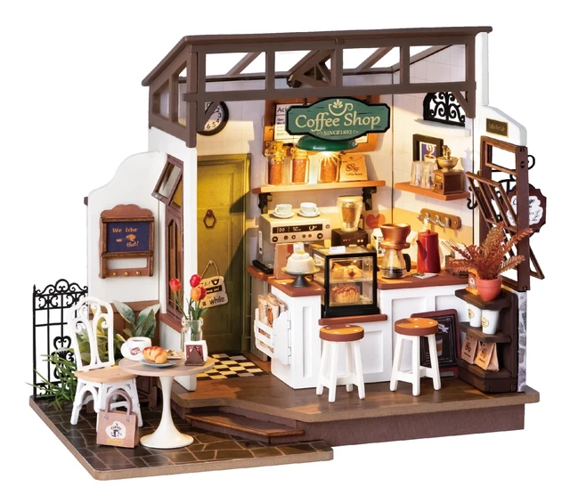 Robotime DIY Mini Tua Doll House Kit Model House Cafe with L... Ships from Japan