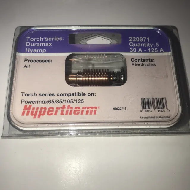 Genuine Hypertherm 220971 Duramax 30A 125A Electrodes 5 Pack