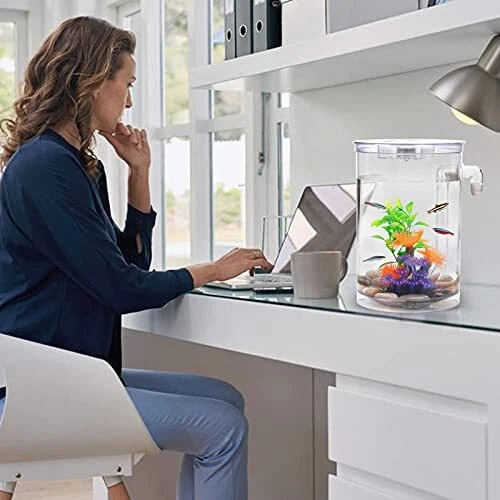 Betta Fish Tank, 360 Aquarium with LED Light, 1 Gallon Fish Bowl, Small Fish 7