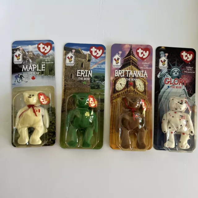 Ty Beanie Babies Britannia, Erin, Glory, Maple McDonalds 1999 W/ Tag Error 1993