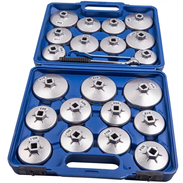 23pcs/Set Cup Type Oil Filter Wrench Removal Socket Remover Tool Kit Aluminium