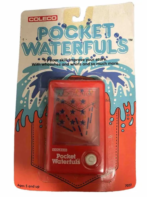 Vintage 1988 Coleco Pocket Waterfuls Tic-Tac-Toe Game Unopened