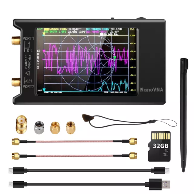 V4.3 Touch Screen NanoVNA-H4 10k-1.5GHz HF VHF UHF Antenna Analyzer 32GB+battery