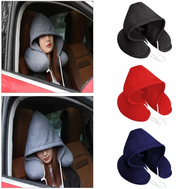 1XSoft Comfortable Hooded Neck Travel Pillow U Shape Airplane Pillow with Hoodie