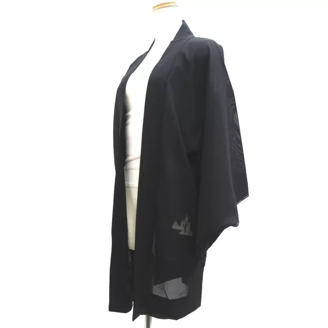 9116D3 Silk Vintage Japanese Kimono Haori Jacket See-Through Landscape Tree