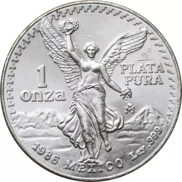 Mexico 1986 Libertad Silver Coin Siegesgöttin 1 oz Onza Plata Pura in Capsule