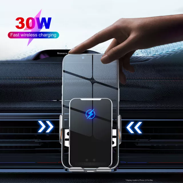 30W Wireless Car Charger Automatic Clamping Phone Bracket For iPhone 14 13 12