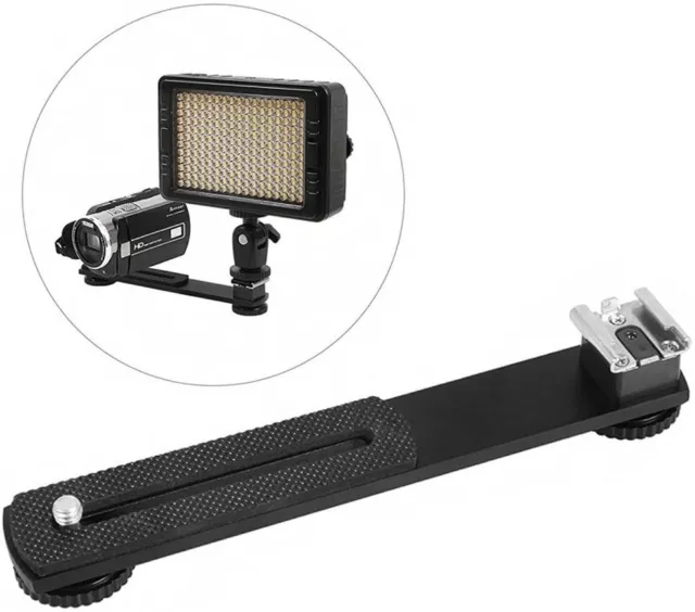 Extension Bar Dual Straight Flash Bracket Hot Shoe Mount for Video Light Camera