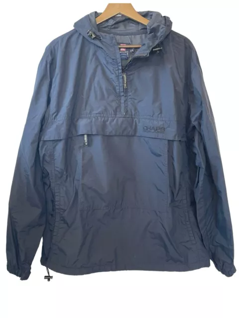 VTG 90s CHAPS Ralph Lauren Jacket Men's Large Pull Over Hooded Rain Coat Navy 3