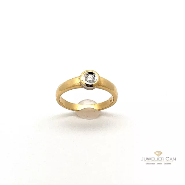 Solitaire Bague Avec 0.20 Carats Brillant en Jaune - Et or Blanc 18 Carat