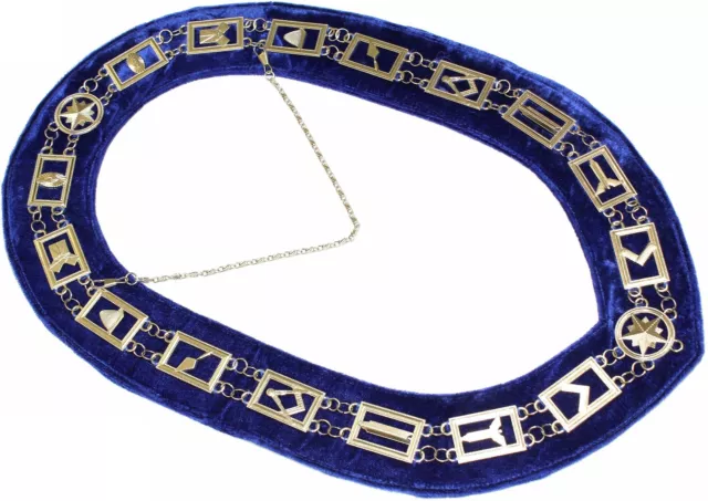 Masonic Collar Blue Lodge Mason SILVER // Blue Velvet Backing