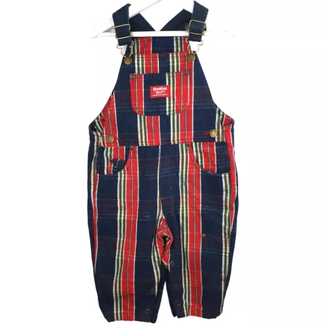 Vtg OshKosh B'Gosh Vestbak Overalls Plaid Tartan Winter 90s Aus Baby Boy Size 1