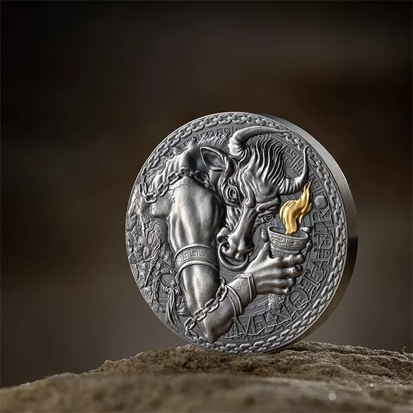 Minotaur The Great Greek Mythology 1 oz Antique finish Silver Coin Cameroon 2023
