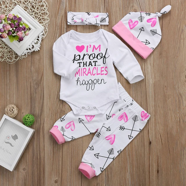 Newborn Infant Baby Girl Romper Jumpsuit Bodysuit Headband Clothes Outfit