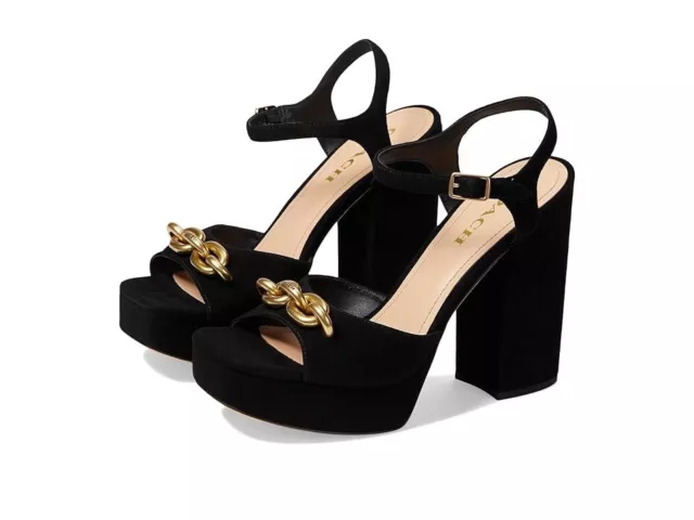 Coach BLACK Women's Nicolette 120MM Suede Platform Sandals, US 9.5