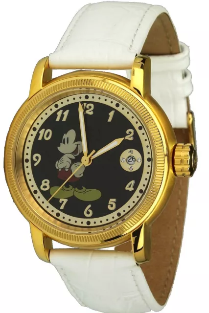 Disney Uhren Automatikuhr Mickey Mouse Edelstahl IP gold Micky Maus Uhr Unisex