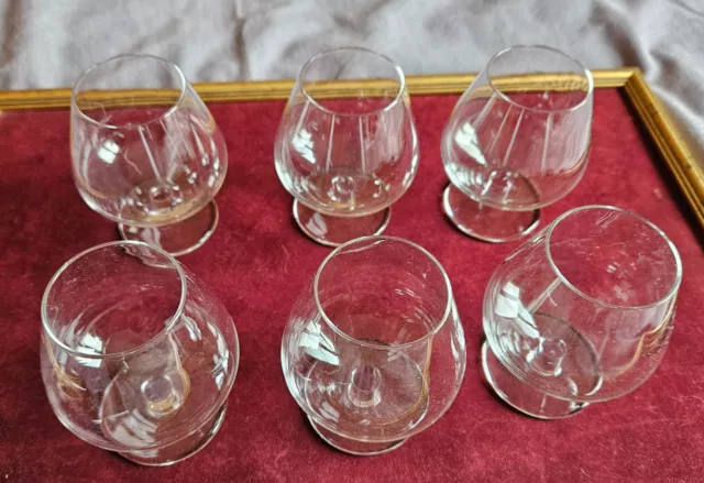 Saint Louis : 6 verres à dégustation cognac / liqueur en cristal - Haut 8,5 cm