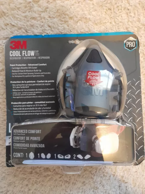 3M Half Face Multi-Purpose Respirator, Cool Flow, Size Large, Fast Us Shipping