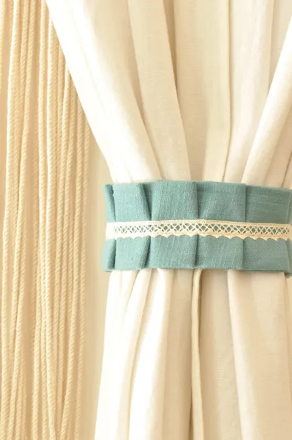 Beautiful Cotton Curtain Holders Tieback 15 Inch Teal Blue for Door set of 2 no