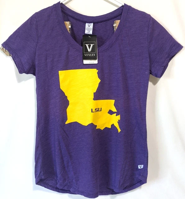 New NCAA LSU Tigers Purple Venley Short Sleeve Shirt NWT