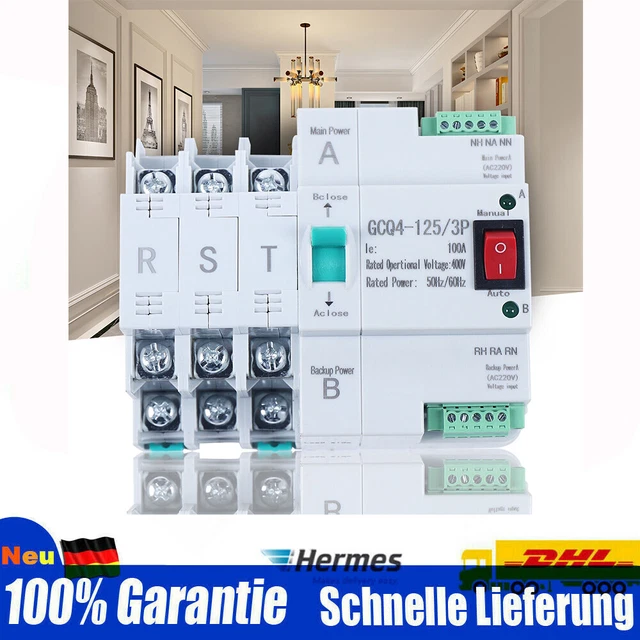 100A 3P Automático Dual Power Transfer Switch NUEVO