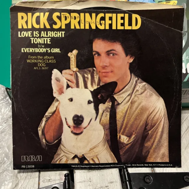 Rick Springfield – Love Is Alright Tonite / Everybody's Girl - 45 rpm PB-13008