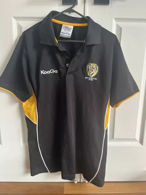 AFL Richmond Tigers  On Field Retro Polo Shirt, Black & Yellow, Sz Medium