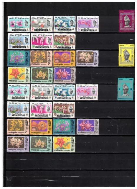 s47492 MALAYSIA SELANGOR TRENGANNU MNH** all complete sets orchids flowers