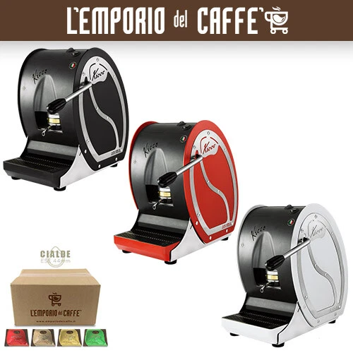 Macchina Caffe Cialda ese 44mm AROMA KICCO Bianca Nera o Rossa + Cialde Omaggio