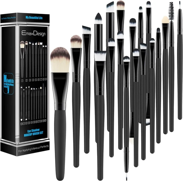 Set di 20 pennelli pennelli professionali per trucco, volto ombretti, Eyeliner…