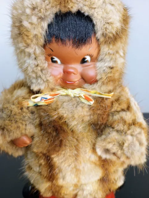 Vintage 1960s Regal Inuit Eskimo Doll Real Leather Coat & Hat VGC!