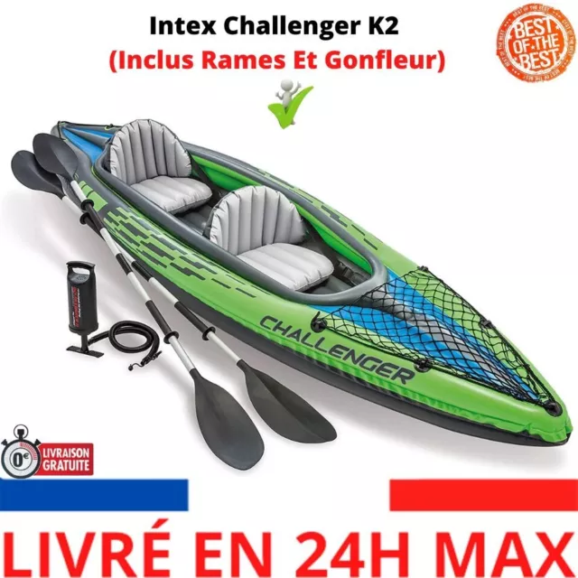 Intex Challenger K2 Bateau gonflable – Kayak gonflable – 351 x 76 x 38 cm – 4 pi