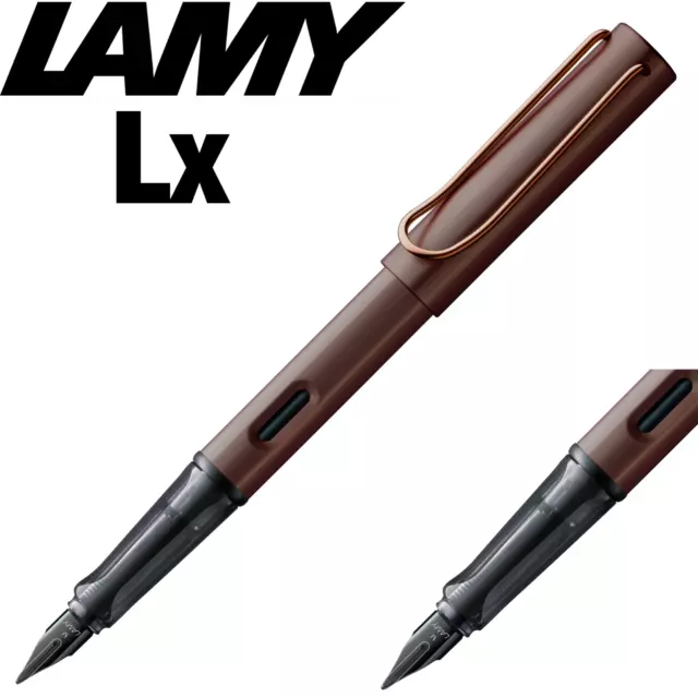LAMY Lx Fountain Pen Marron - Blue Ink - Supplied in LAMY Metal Tube Case