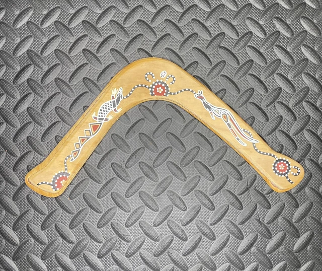 Aboriginal Throwing Boomerang Painted Lizard Hand Crafted In Australia - Foto 7
