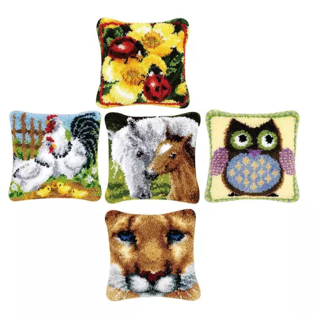 DIY Animals Pillowcase Latch Hook Kit Rug Cushion Cover Making Kit for Beginners