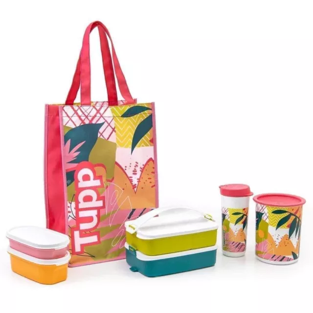 Brand New in Packaging Tupperware T-Besties Set - Canister, Snack Boxes, Tumbler