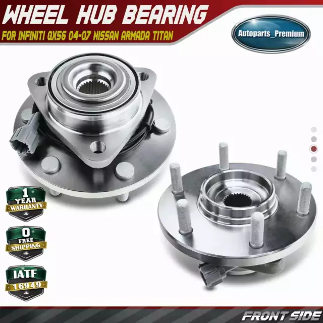 2x Wheel Hub Bearing Assembly for Infiniti QX56 04-07 Nissan Armada Titan Front