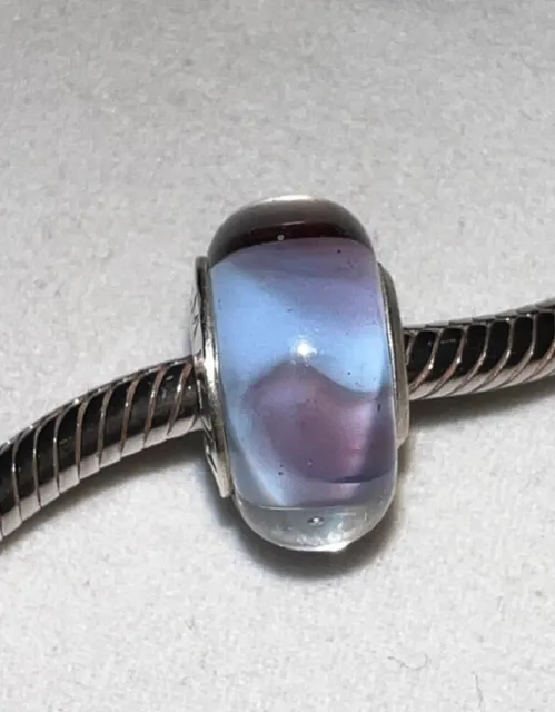 Authentic Chamilia Violet Mist Ob-102 Murano Glass Sterling Silver Charm Bead