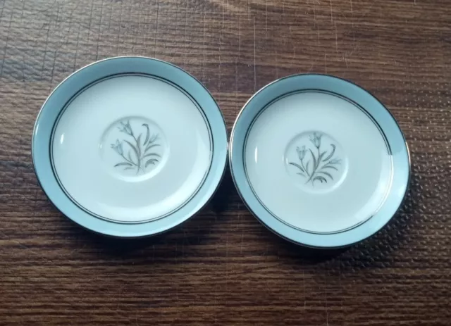 Noritake China BLUEBELL 5558 Platinum Rim 2 Saucers Only 4 3/4"