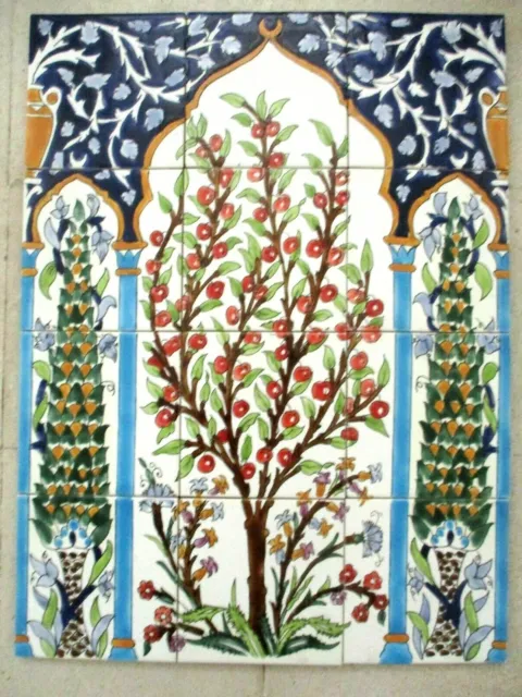 Ceramic tile art Mosaic wall mural Pine trees Tree of Life panel BACKSPLASH