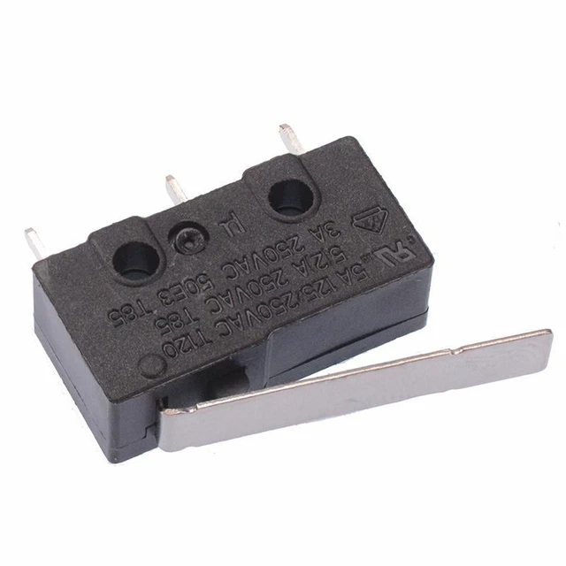 12 Micro-interrupteurs SPDT T125 - Levier à Charnière - 16A 250V - Noir - Pour Bricolage électronique