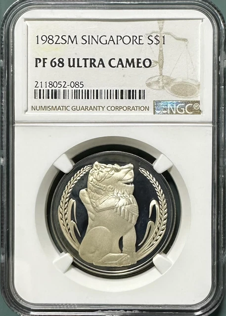 1982 Singapore Merlion Proof $1 NGC PF68 UC