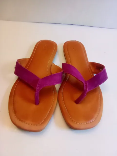Ugg Carey Suede Leather Thong Flat Flip Flops Sandals Pink Women's Size 9