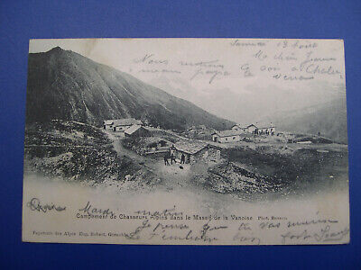 CPA MILITARIA CHASSEURS ALPINS massif de la vanoise 1904 timbré 