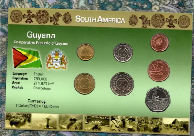 Littleton World Coin Set Guyana UNC 1989-2002 10 Dollars 1996 $5,$1 2002